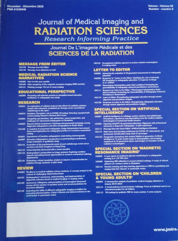 JOURNAL OF MEDICAL IMAGING AND RADIATION SCIENCES